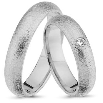 Nuran Love 9 karat hvid guld Vielsesringe med 0,03 ct diamant Wesselton VS i flot brillant slib