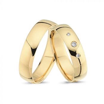 Nuran Love 14 karat guld Vielsesringe med 0,04 ct diamant Wesselton VS i flot brillant slib