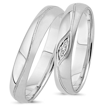 Nuran True Love 9 karat hvid guld Vielsesringe med 0,04 ct diamanter wesselton si