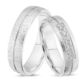 Nuran Love 14 karat hvid guld Vielsesringe med 0,125 ct diamanter wesselton si