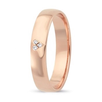 Nuran Love Sweet Love rosaguld Dame vielsesring med 3 stk diamanter i form af hjerte Wesselton SI