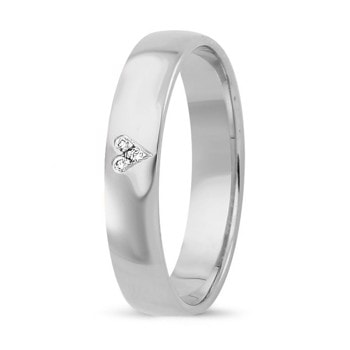 Nuran Love Sweet Love hvidguld Dame vielsesring med 3 stk diamanter i form af hjerte Wesselton SI