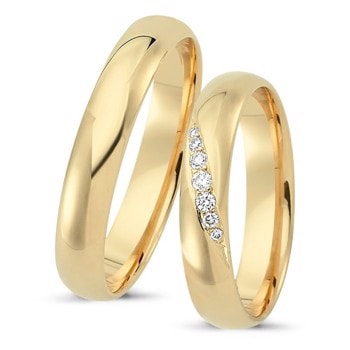 Nuran Love Sweet Love guld Vielsesringe med 7 stk diamanter Wesselton VS
