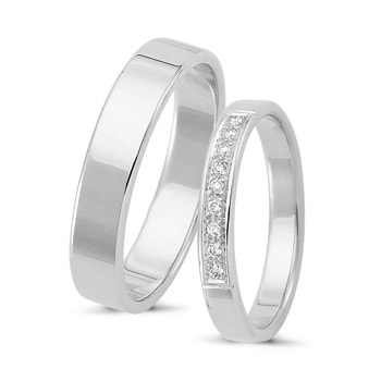 Nuran Love Sweet Love hvid guld Vielsesringe med 9 x 0,01 ct stk diamanter Wesselton VS