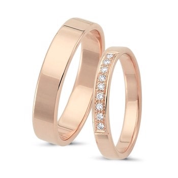 Nuran Love Sweet Love rosa guld Vielsesringe med 9 x 0,01 ct stk diamanter Wesselton VS