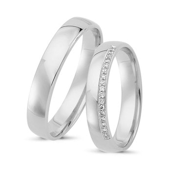 Nuran Love Sweet Love hvid guld Vielsesringe med 17 x 0,005 ct stk diamanter Wesselton SI