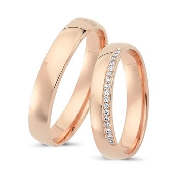 Nuran Love Sweet Love rosa guld Vielsesringe med 17 x 0,005 ct stk diamanter Wesselton SI