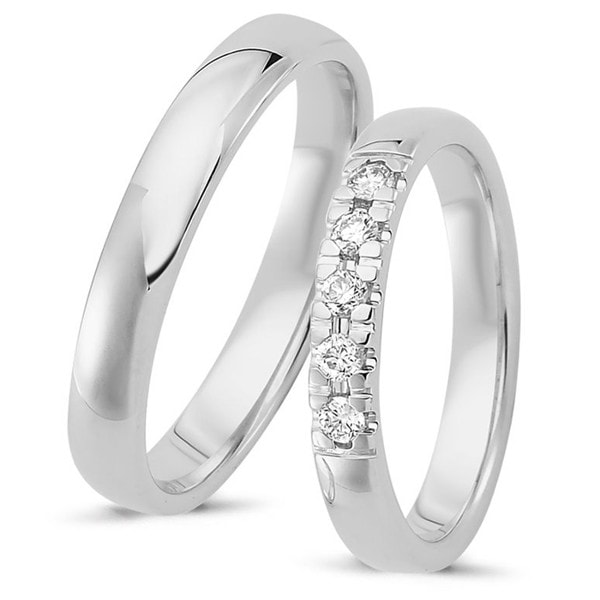 Nuran Love Sweet Love hvid guld Vielsesringe med 5 x 0,04 ct stk diamanter Wesselton VS