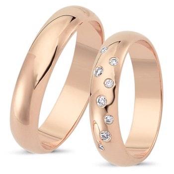 Nuran Love Stjernedrys rosa guld Vielsesringe med 8 stk diamanter Wesselton VS