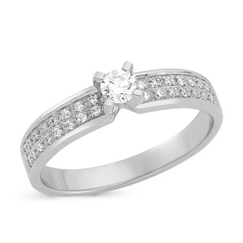 Nuran Love Sweet Love hvid guld Damering med 1 x 0,15 + 32 x 0,005 stk diamanter Wesselton SI
