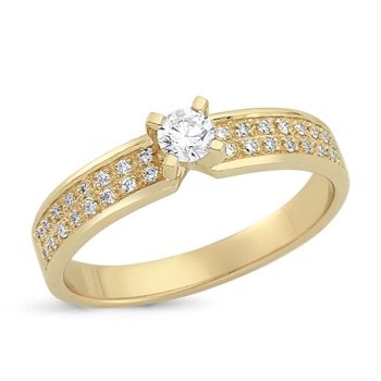Nuran Love Sweet Love 14 kt Damering med 1 x 0,15 + 32 x 0,005 stk diamanter Wesselton SI