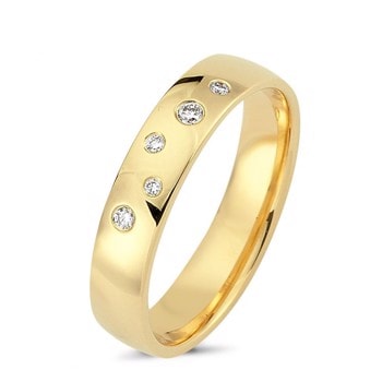 Lækker 14 kt guld ring med diamanter i stjernedrys