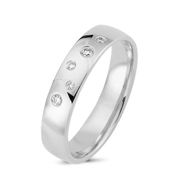 Elegant 9 kt hvidgulds ring med stjerne drys