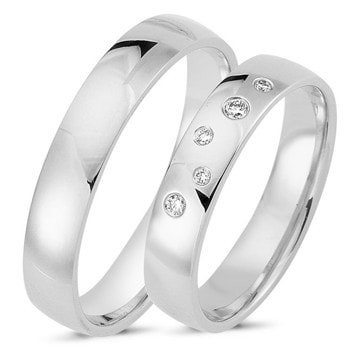 9 karat True Love hvidgulds ringe med stjernedrys