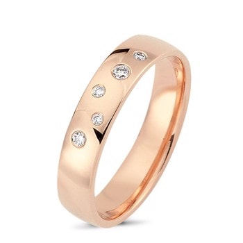 Varm 14 kt rosaguld ring med 0,06 kt diamanter i stjernedrys
