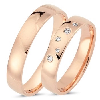 True Love rosagulds vielsesringe med stjerne drysset diamanter