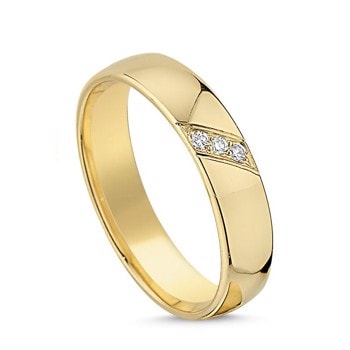 Nuran True Love  - vielsesring i 14 karat guld med diamanter