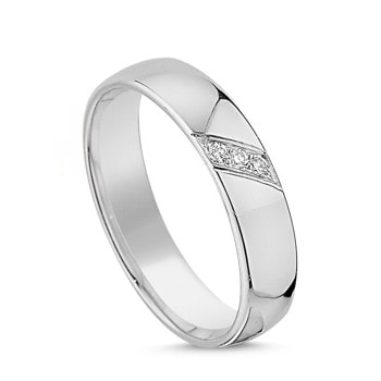 Nuran True Love  - vielsesring i 9 karat hvidguld med diamanter