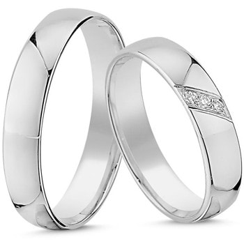 Nuran True Love - Vielsesringe i 9 karat hvidguld med diamanter