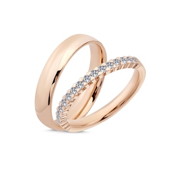 Diamonds 14 karat Rosa guld Vielsesringe
