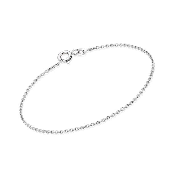 14 kt Hvidgulds Anker Facet Guld Armbånd, 18½ cm og 1,3 mm (Tråd 0,40)
