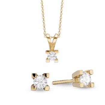 Aagaard 14 kt rødguld Eternity 4 grab smykkesæt med 3 x 0,05-1,00 ct Diamanter