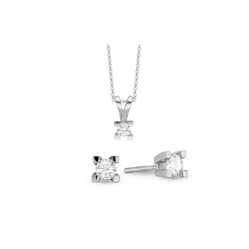 Aagaard 8 kt hvidguld Eternity 4 grab smykkesæt-0,03 til 0,05 ct diamanter