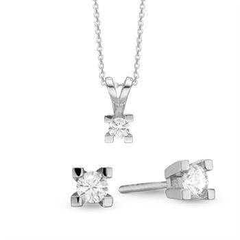 Aagaard 14 kt hvidguld Eternity 4 grab smykkesæt med 3 x 0,05-1,00 ct Diamanter