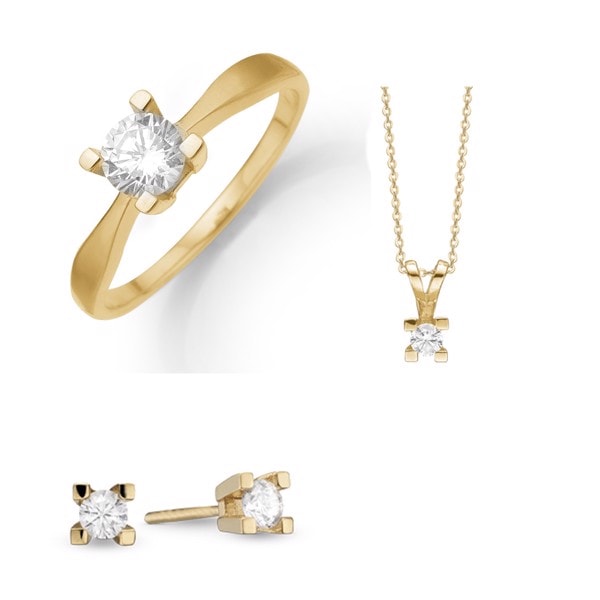 Aagaard 14 kt rødguld Eternity 4 grab smykkesæt med 4 x 0,05-1,00 ct Diamanter