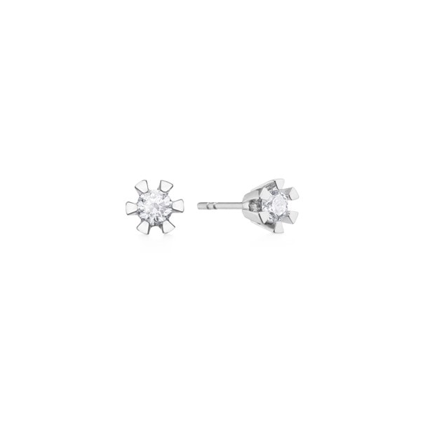 Aagaard 8 kt hvidguld Eternity 6 grab ørestikker med 2 x 0,05 ct Diamanter