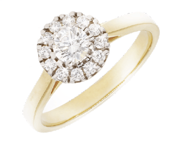 9 karat guld Vielse / forlovelse ring med 0,46 ct Labgrown diamanter