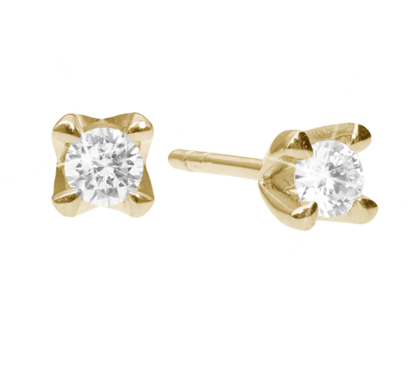 Ørestikker, 8 kt guld m/ 2 x 0,25 ct Labgrown, fra Aagaard
