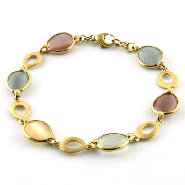 ATHENA håndlavet armbånd 14 kt. guld og facetterede natursten, 18½ cm