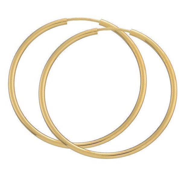 BNH Dame blanke 14 kt rødguld Øre creoler, Ø 40 mm x 2,0 mm