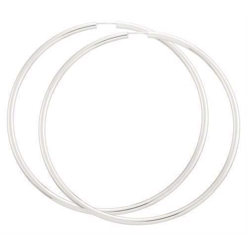 BNH Dame blanke 925 sterling sølv Øre creoler, Ø 70 mm x 3,0 mm