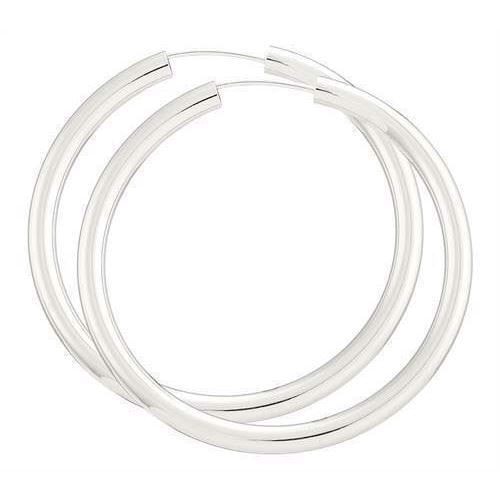BNH Dame blanke 925 sterling sølv Øre creoler, Ø 40 mm x 3,0 mm