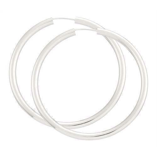 BNH Dame blanke 925 sterling sølv Øre creoler, Ø 50 mm x 3,0 mm