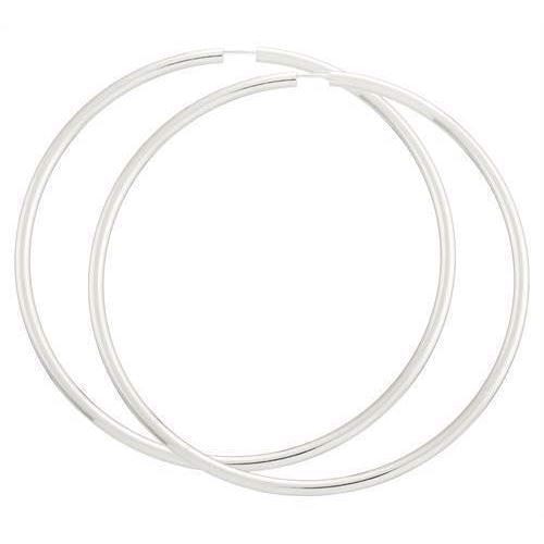 BNH Dame blanke 925 sterling sølv Øre creoler, Ø 80 mm x 3,0 mm