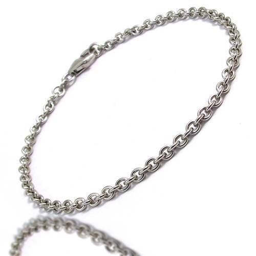 14 kt Hvidgulds Rund Anker armbånd, 3,1 mm og 17 cm