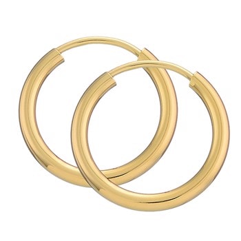 BNH Dame blanke 14 kt rødguld Øre creoler, Ø 15 mm x 2,0 mm