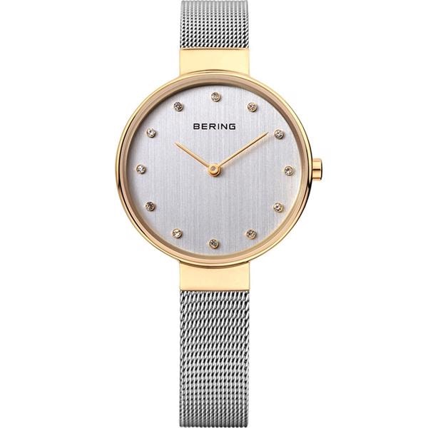Classic Forgyldt rustfri stål quartz med to visere Dame ur fra Bering, 12034-010