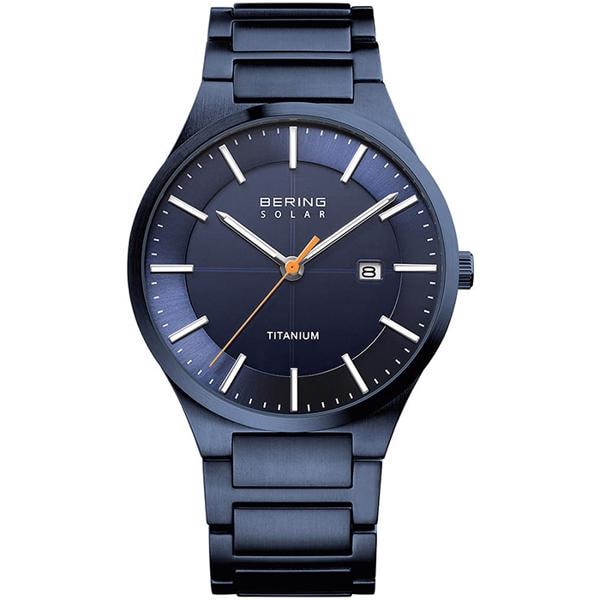 Solar Blå titanium Batteridrevet quartz Herre ur fra Bering, 15239-797