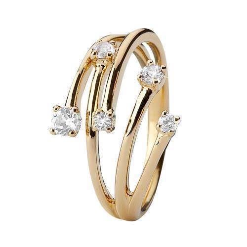 Christina forgyldt sølv Your Choice fem grenet ring med 5 hvide topaz, model 3.16.B køb det billigst hos Guldsmykket.dk her