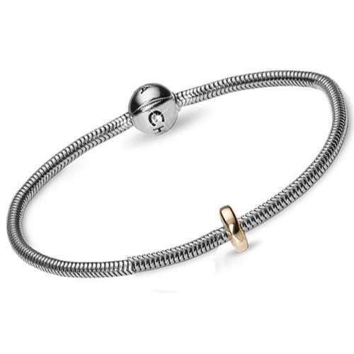 Sølv slange armbånds tilbud med forgyldte stopper fra Christina, 17 cm køb det billigst hos Guldsmykket.dk her