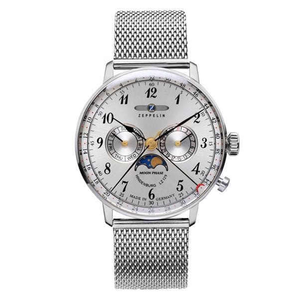 LZ129 Hindenburg Moonphase blank rustfristål Ronda 706B Herre ur fra Zeppelin, 7036M-1