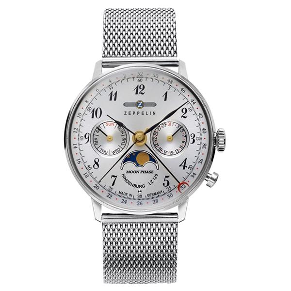 LZ129 Hindenburg Moonphase blank rustfristål Ronda 706B Dame ur fra Zeppelin, 7037M-1