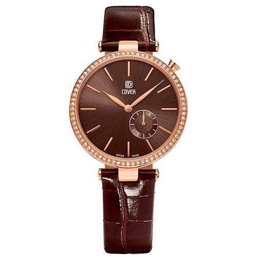 Urkasse af Rustfri Stål, Rosa Forgyldt og krans med Swarovski Krystaller  Quartz Dame ur fra Cover, CO178.04
