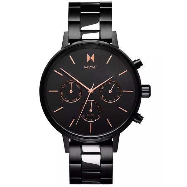 Nova Sort rustfri stål Miyota Quartz, batteridrevet Damer ur fra MVMT, FC01-BL
