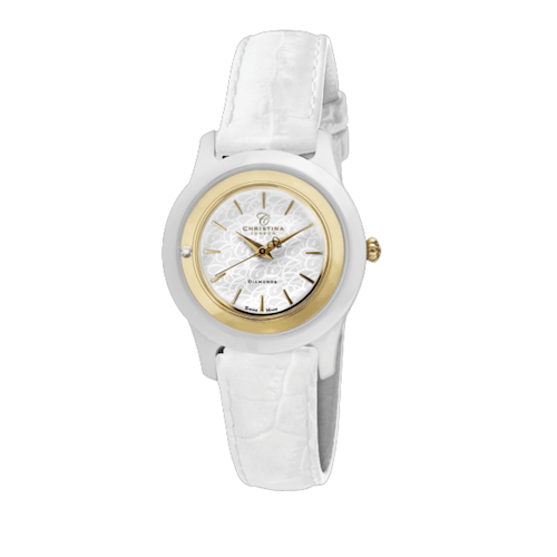 Christina London Ceramisk dameure med ægte diamant fra Collect serien  Dameur, 306GWW*