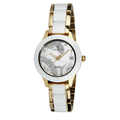 Christina London Ceramisk dameur med diamant og safir fra Collect serien  Dameur, 308GW